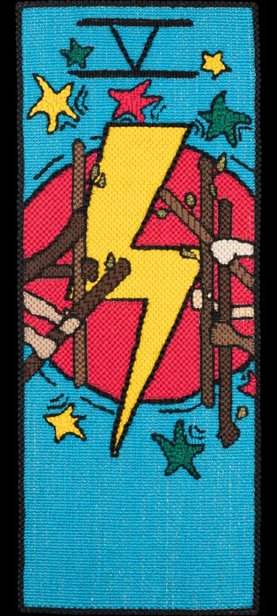 Tarot 26 Tarot 5 Of Wands Nr Cropped 15in Alpha