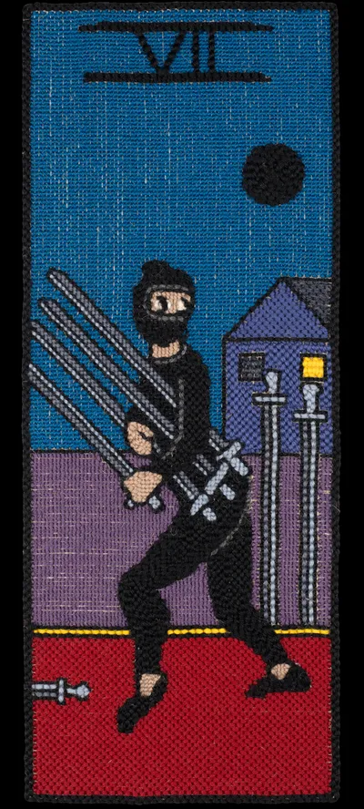Tarot 42 Tarot 7 Of Swords Nr Cropped 15in Alpha
