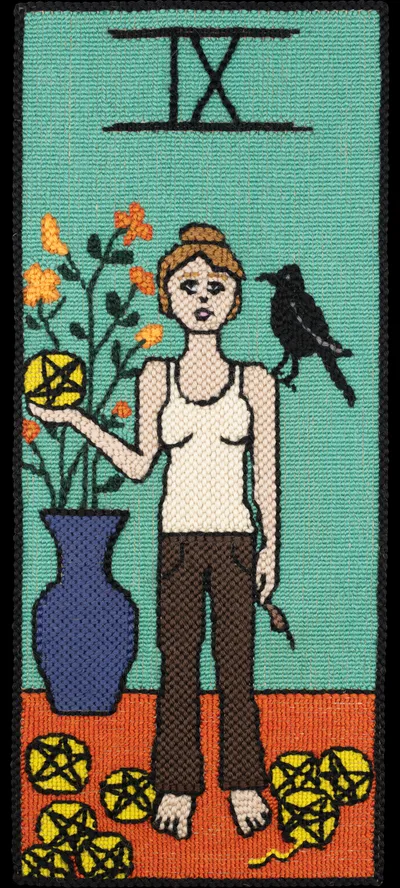 Tarot 72 Tarot 9 Of Pentacles Nr Cropped 15in Alpha